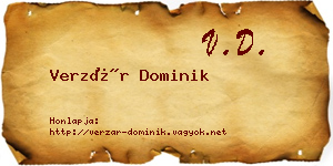 Verzár Dominik névjegykártya